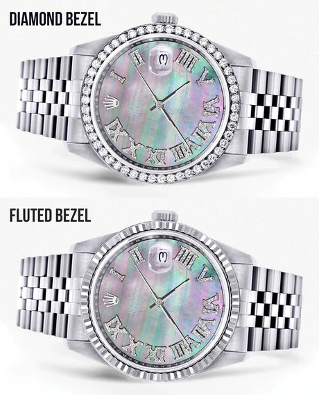 Womens Rolex Datejust Watch 16200 | 36Mm | Dark Mother Of Pearl Dial | Roman Numeral | Jubilee Band