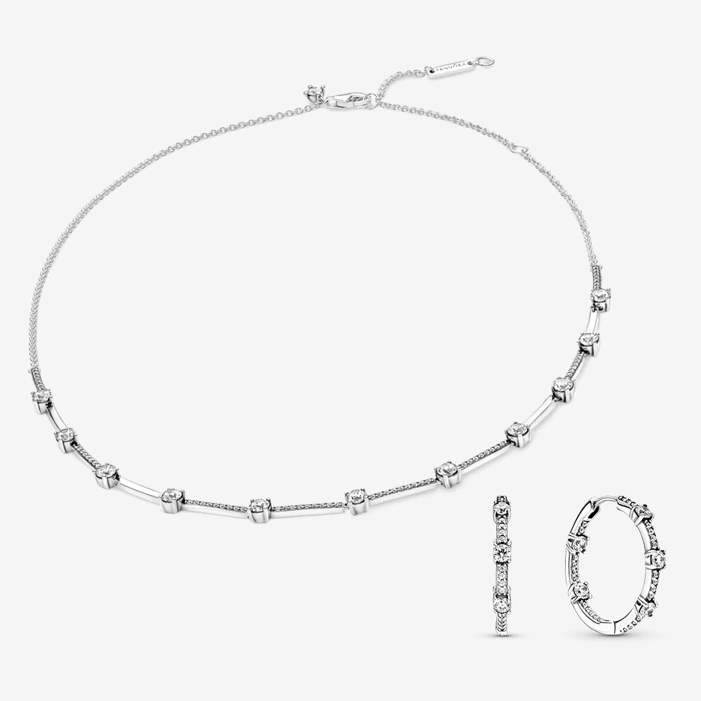 Sparkling Pavé Bars Earring and Necklace Set