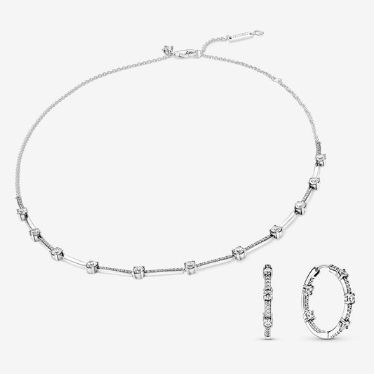 Sparkling Pavé Bars Earring and Necklace Set