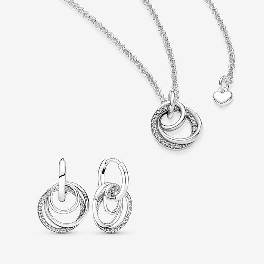 Family Always Encircled Hoop Earrings and Necklace Set