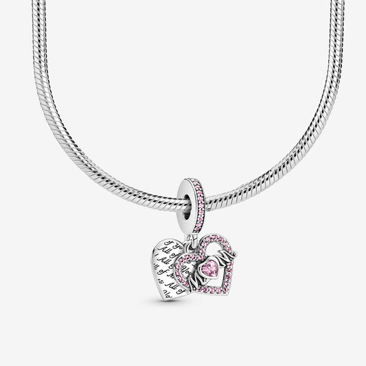 Heart & Mom Charm Necklace Set