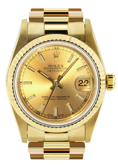 Rolex Datejust Watch For Women | 18K Yellow Gold | 31 Mm