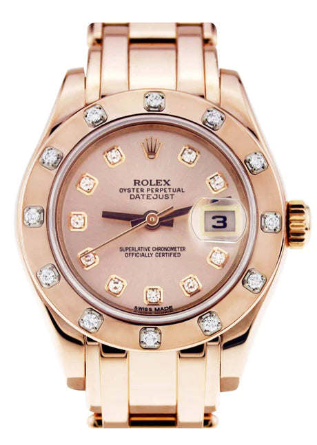 Rolex Pearlmaster Watch For Women | 18K Pink Gold | 34 Mm