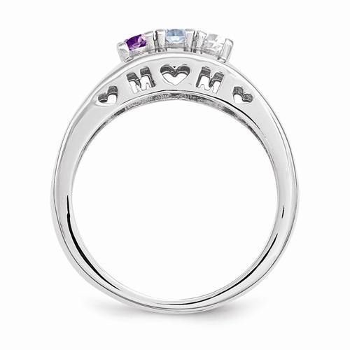 SS 3mm Synthetic Family Jewelry Ring - 3 Stones - AydinsJewelry