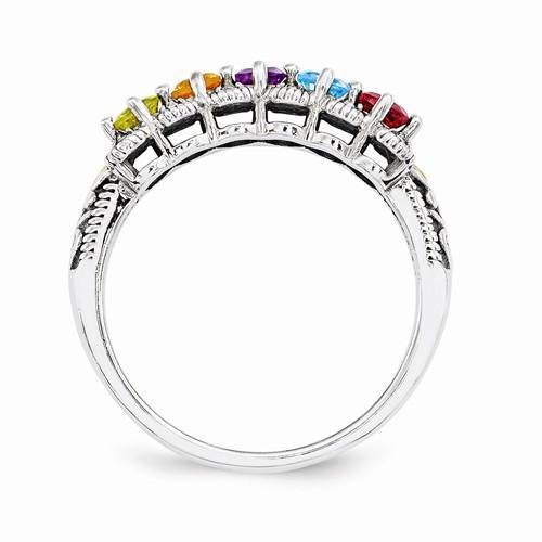 Sterling Silver & 14k Five-Stone And Diamond Mother's Ring - AydinsJewelry