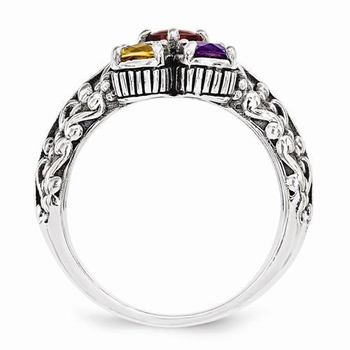 Sterling Silver & 14k Five-Stone Mother's Ring - AydinsJewelry