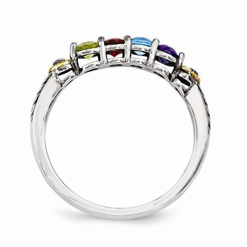 Sterling Silver & 14k Four-Stone And Diamond Mother's Ring - AydinsJewelry