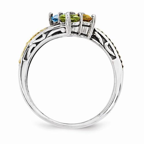 Sterling Silver 14k Four-Stone Mother's Ring