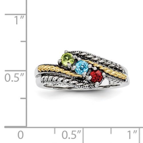 3-Stone Family Ring in 14k White Gold