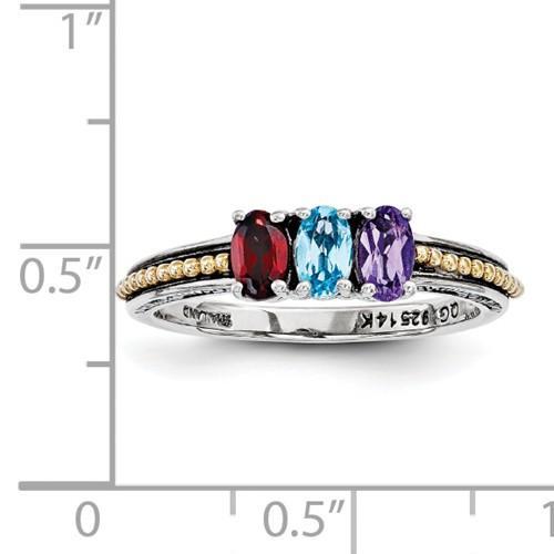 Personalized Mother's Ring with Three Birthstones : Pyramid Design -  Danique Jewelry