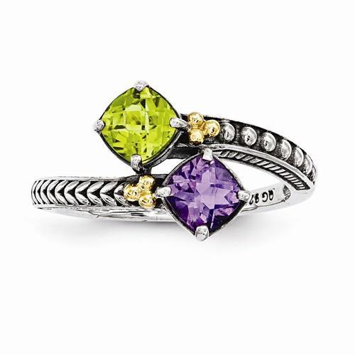 Sterling Silver & 14k Two-Stone Mother's Ring - AydinsJewelry