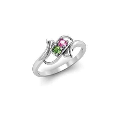 Sterling Silver Synthetic 2 Stone Mother's Ring - AydinsJewelry