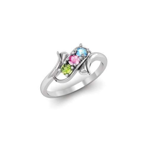 Sterling Silver Synthetic 3 Stone Mother's Ring - 3 Stones - AydinsJewelry