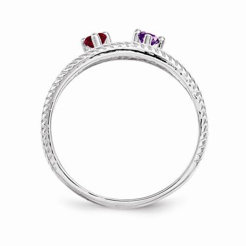 Sterling Silver Synthetic Family Jewelry Ring 2 Stones Monica Jewelers