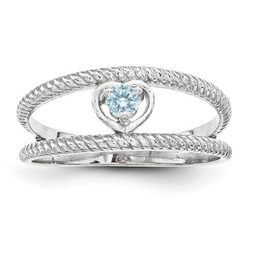 Sterling Silver Synthetic Single Stone Mother's Ring - AydinsJewelry