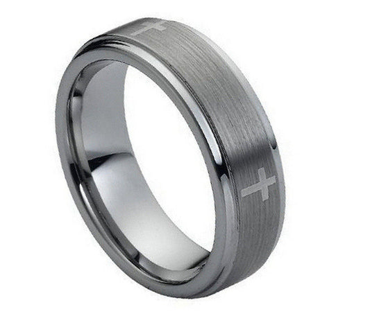 Tungsten Carbide Cross Band 7mm