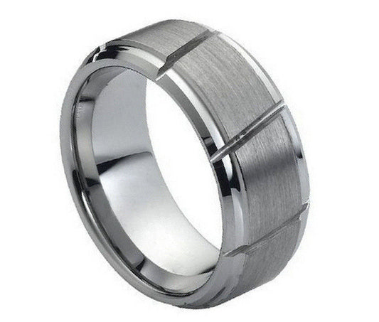 Tungsten Carbide 9mm Diagonal Wedding Band