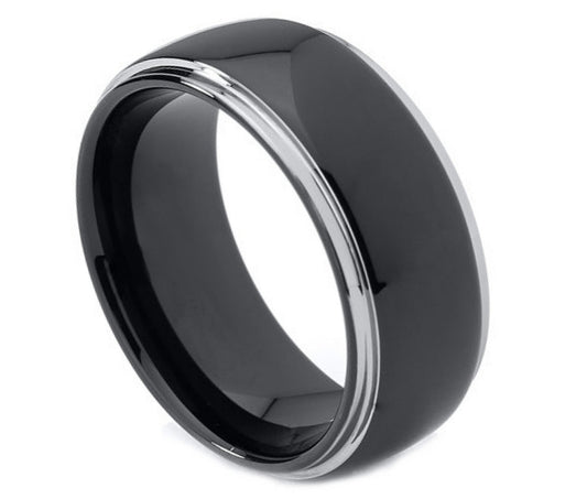 Tungsten Carbide 8mm grooved edge Wedding Band