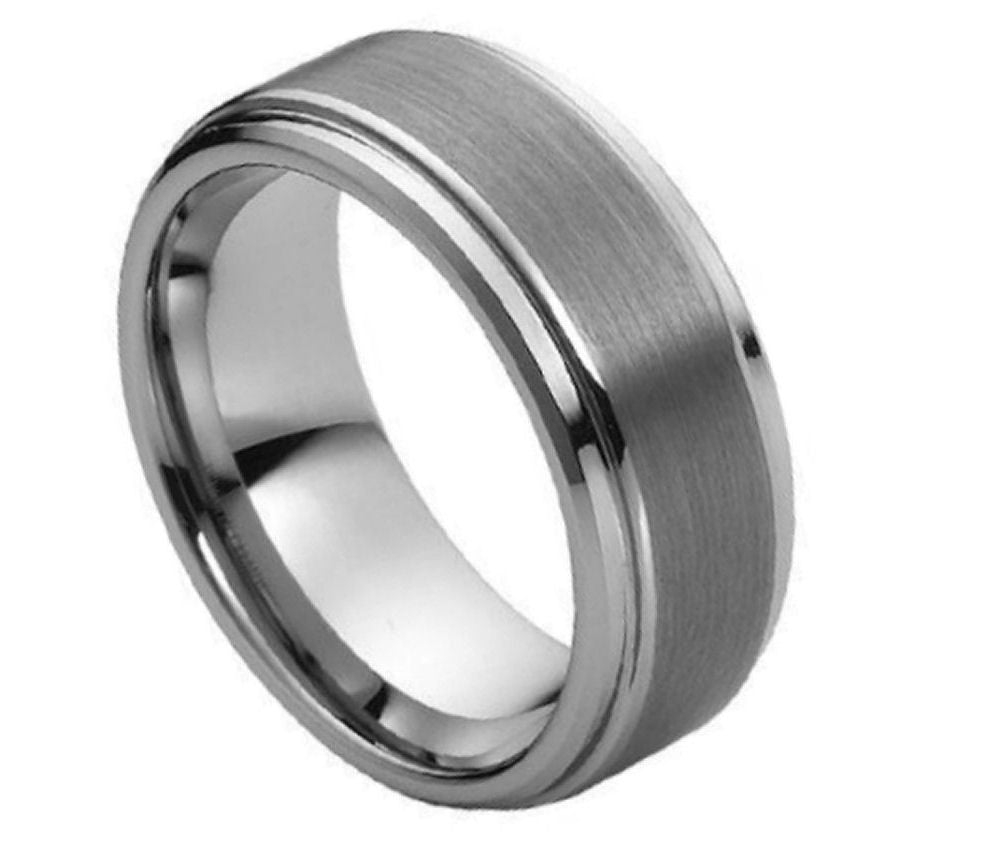 Tungsten 8mm grooved wedding band