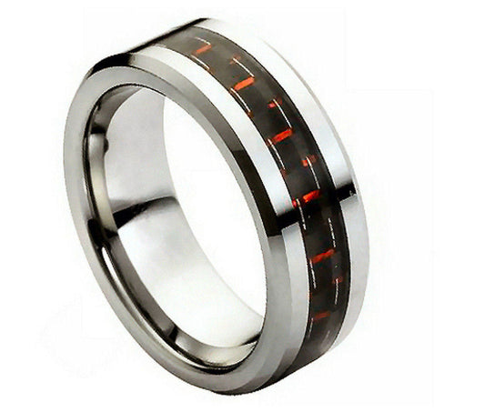 Tungsten Carbide Wedding band with Red Inlay
