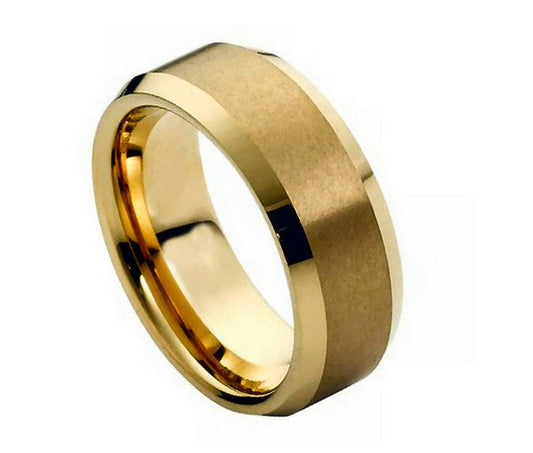 Tungsten Carbide Bevel edge Gold Plated Wedding Band