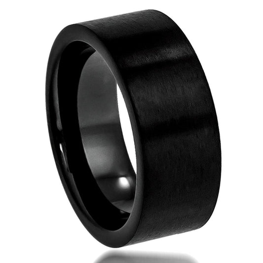 Black Tungsten Carbide Wedding band Flat