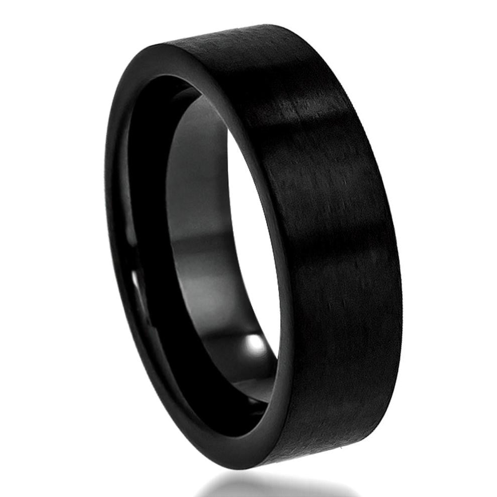 Black Tungsten Carbide Wedding band Flat