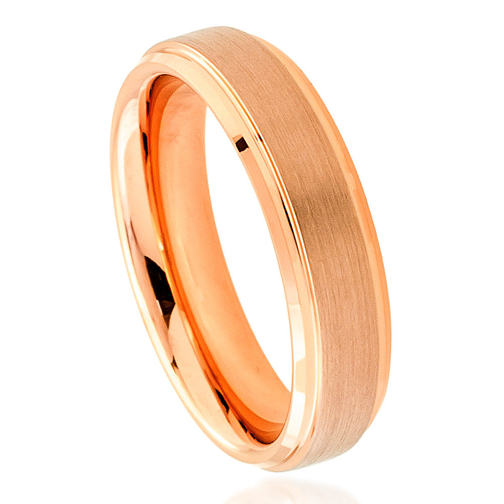 Rose Gold Plated Tungsten groved wedding band