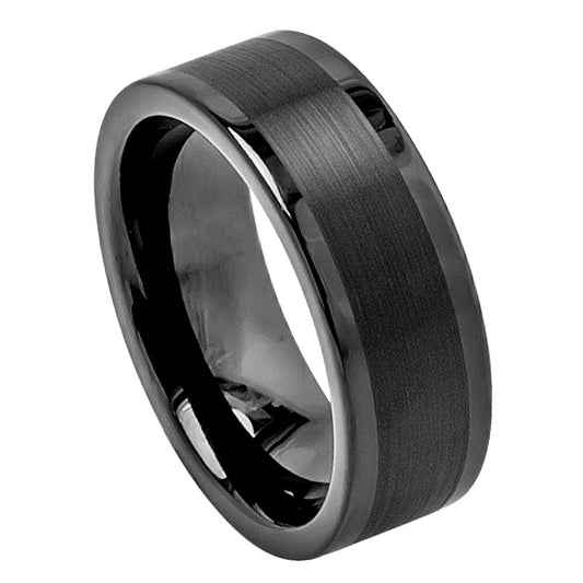 Tungsten Carbide 8mm Black Wedding band Flat Matte finish