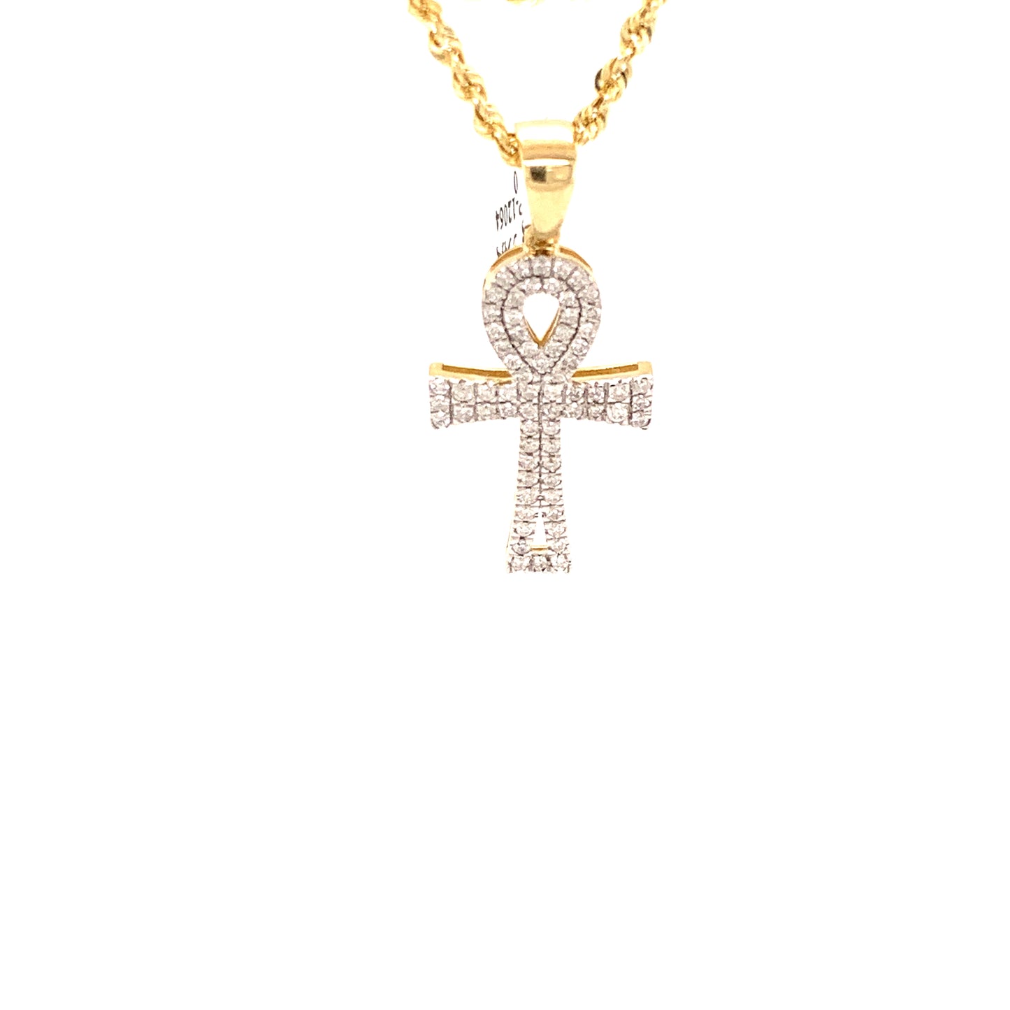 10k Yellow Gold and diamond Ankh Pendant with chain