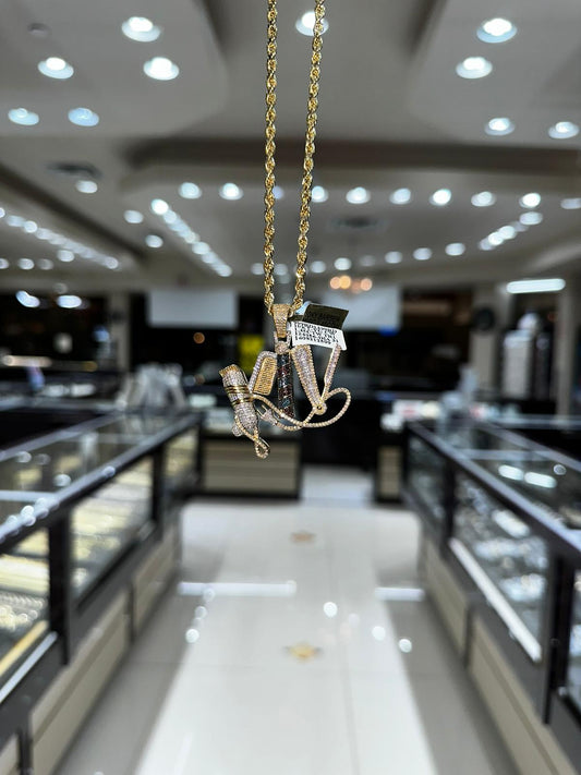 10k yellow gold 1.45ctw Barber tools pendant