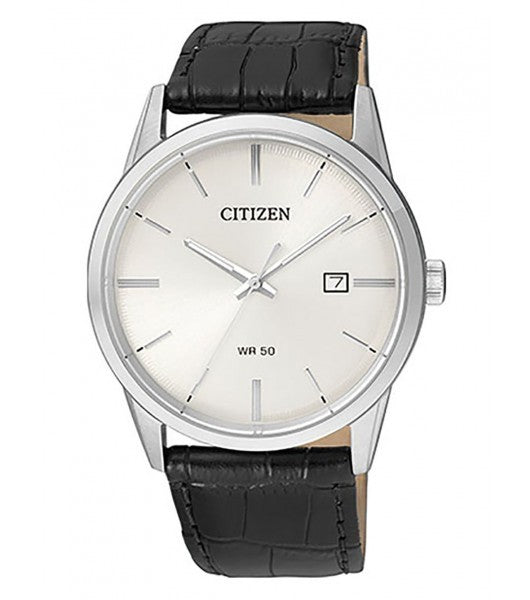 Citizen Men's Quartz Case And Black Leather Strap Watch