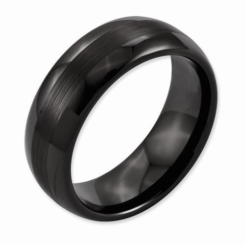 Ceramic Black 8mm Brushed & Polished Domed Band