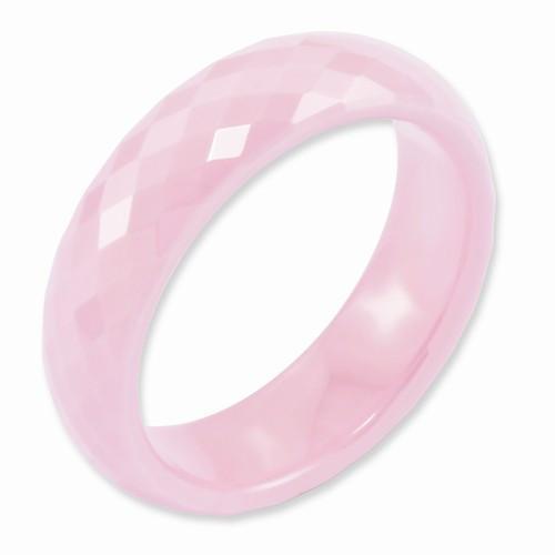 Pink Ceramic Faceted 6mm Polished Band - AydinsJewelry
