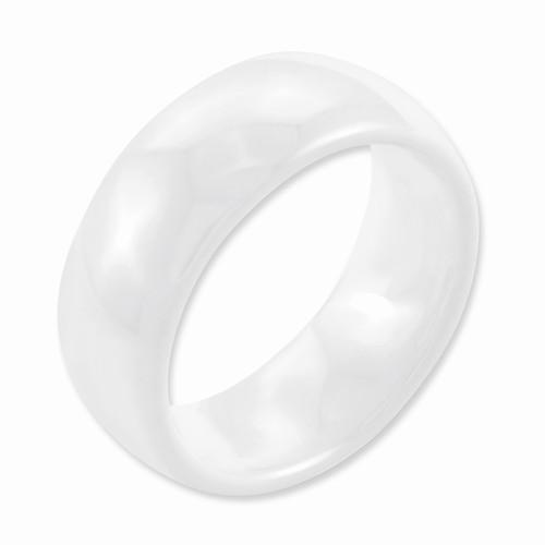 White Ceramic 8mm Polished Band - AydinsJewelry
