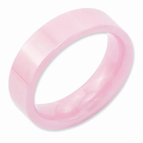 Pink Ceramic Flat 6mm Polished Band - AydinsJewelry