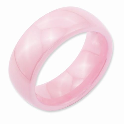 Pink Ceramic 8mm Polished Band - AydinsJewelry