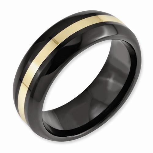 Black Ceramic W/ 14k Inlay 8mm Polished Band