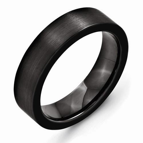 Black Ceramic Flat 6mm Brushed Band