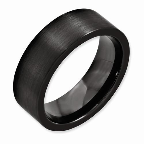 Black Ceramic Flat 8mm Brushed Band