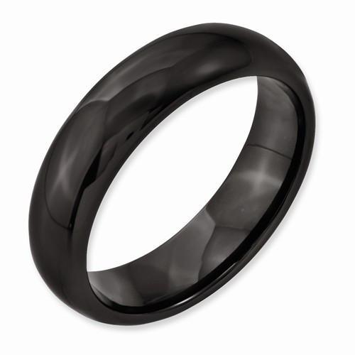 Black Ceramic 6mm Polished Band - AydinsJewelry
