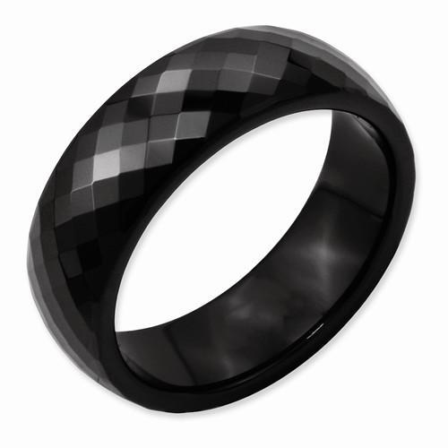 Black Ceramic Faceted 7.5mm Polished Band