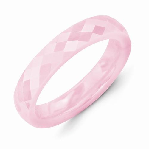 Pink Ceramic 4mm Faceted Polished Band - AydinsJewelry