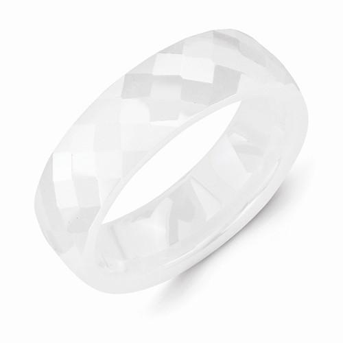 White Ceramic 6mm Faceted Polished Band - AydinsJewelry