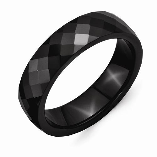 Black Ceramic 6mm Faceted Polished Band - AydinsJewelry