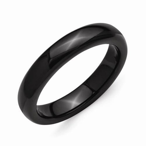 Black Ceramic 4mm Polished Band - AydinsJewelry