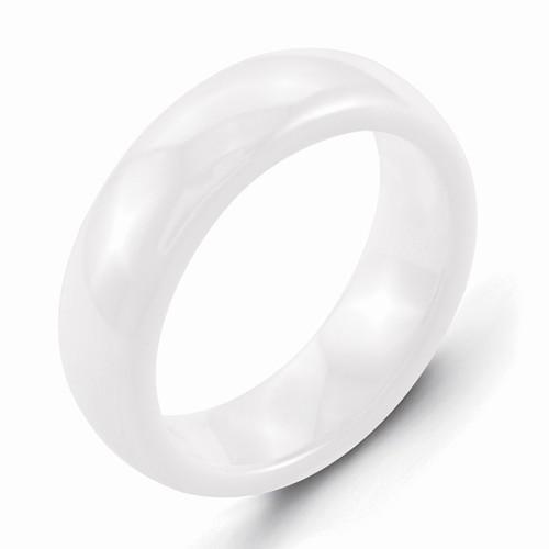 White Ceramic 6mm Polished Band - AydinsJewelry