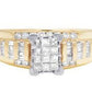 10K Yellow Gold 1/2 Carat Princess and Baguette Diamond Engagement ring 7mm