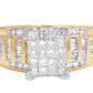 10K Yellow Gold 1 Carat Princess and Baguette Diamond Engagement ring 10mm