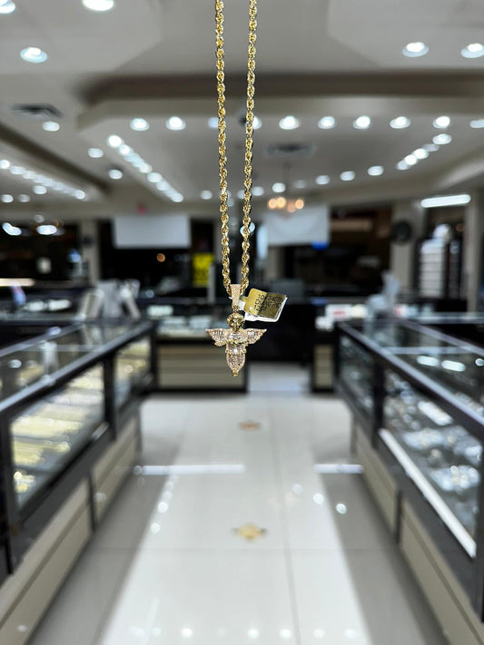 10k yellow gold 3/4ctw Diamond Angel Pendant